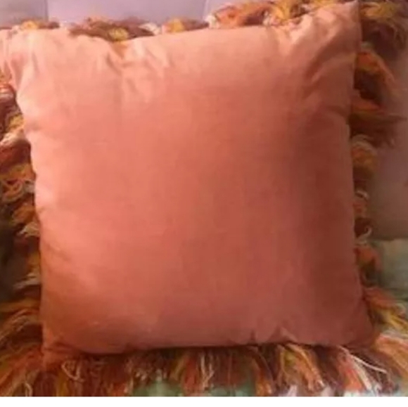 Velvet Square Throw Pillow with Fringe - Picture 9 of 16